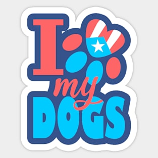 Puerto Rico I Love my Dogs Flag Pet Paw Boricua Sticker